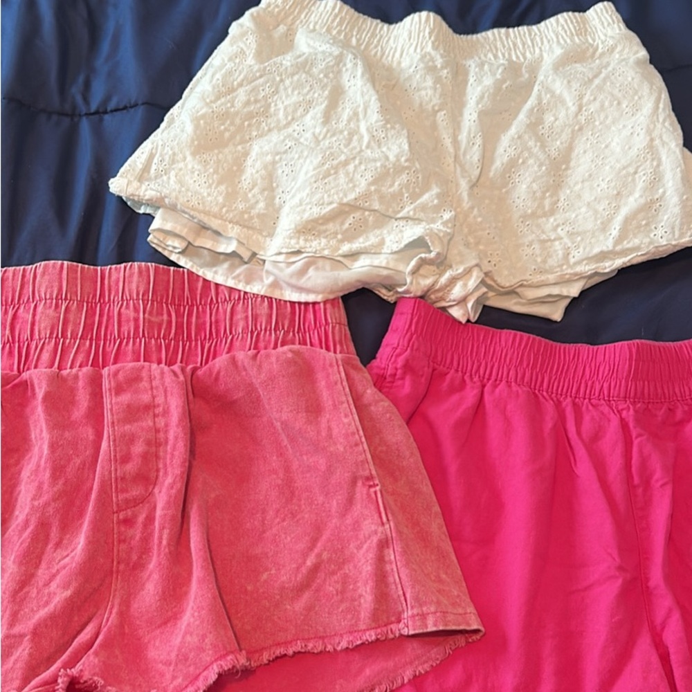 Set of Three Women's Shorts - White and Pink
